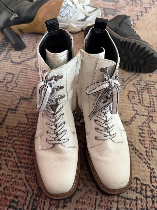 Sam Edelman Shoes - Sam Edelman White Leather Lace-Up Combat Boots